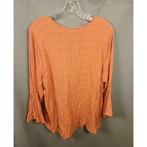 Torrid Coral Textured Tie Front Midi Blouse Womens 3X Crabapple Orange - Picture 2 of 6